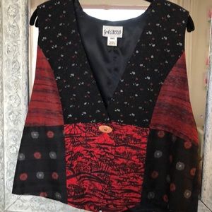 Red and black silk vest. M/L